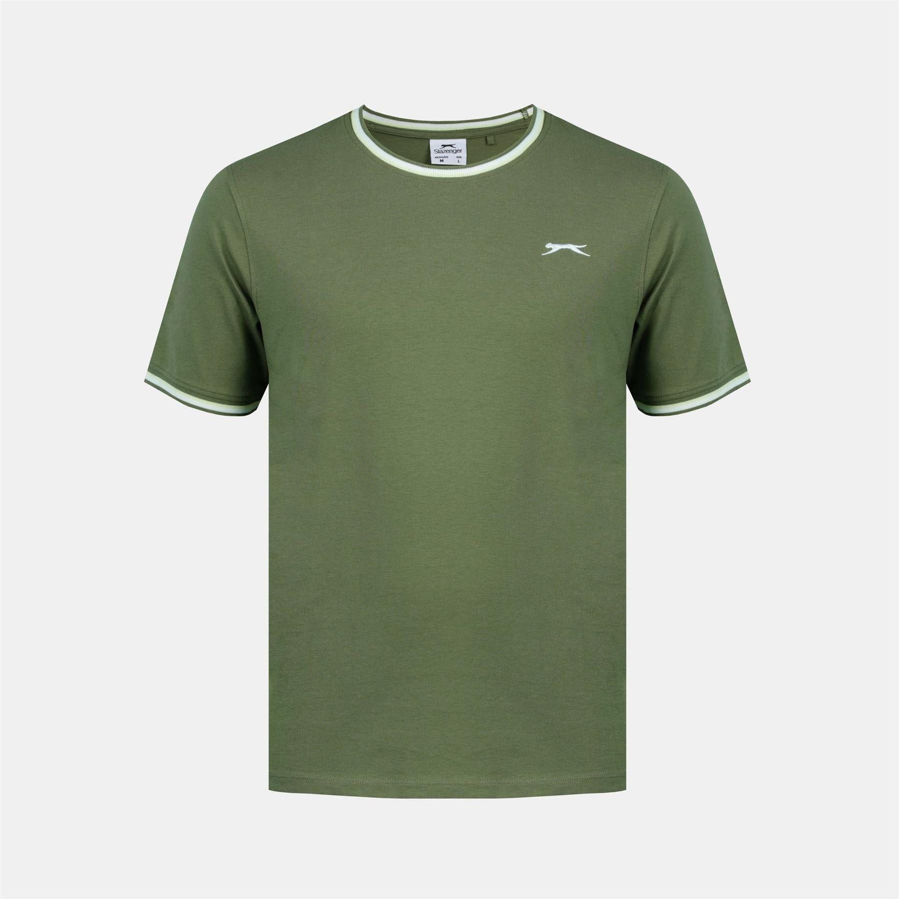 Khaki Green - Front - Slazenger Mens Cotton T-Shirt