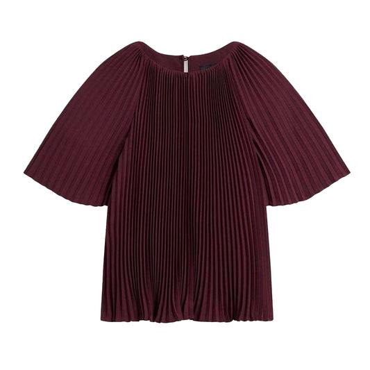 Oxblood - Front - Ted Baker Womens-Ladies Agara Pleated Crew Neck Blouse