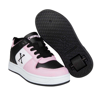 Black-Pink - Pack Shot - Sidewalk Sport Childrens-Kids Two Tone Trainers