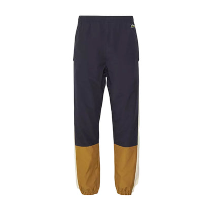Navy-Brown - Front - Lacoste Mens Colour Block Tracksuit Bottoms