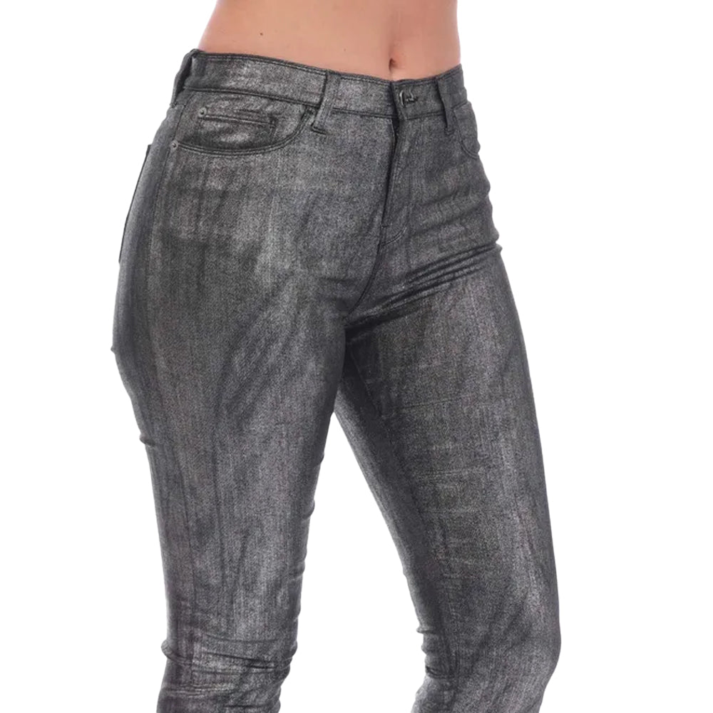 Grey - Side - Emporio Armani Womens-Ladies J20 Leather Patch Skinny Jeans
