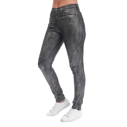 Grey - Front - Emporio Armani Womens-Ladies J20 Leather Patch Skinny Jeans