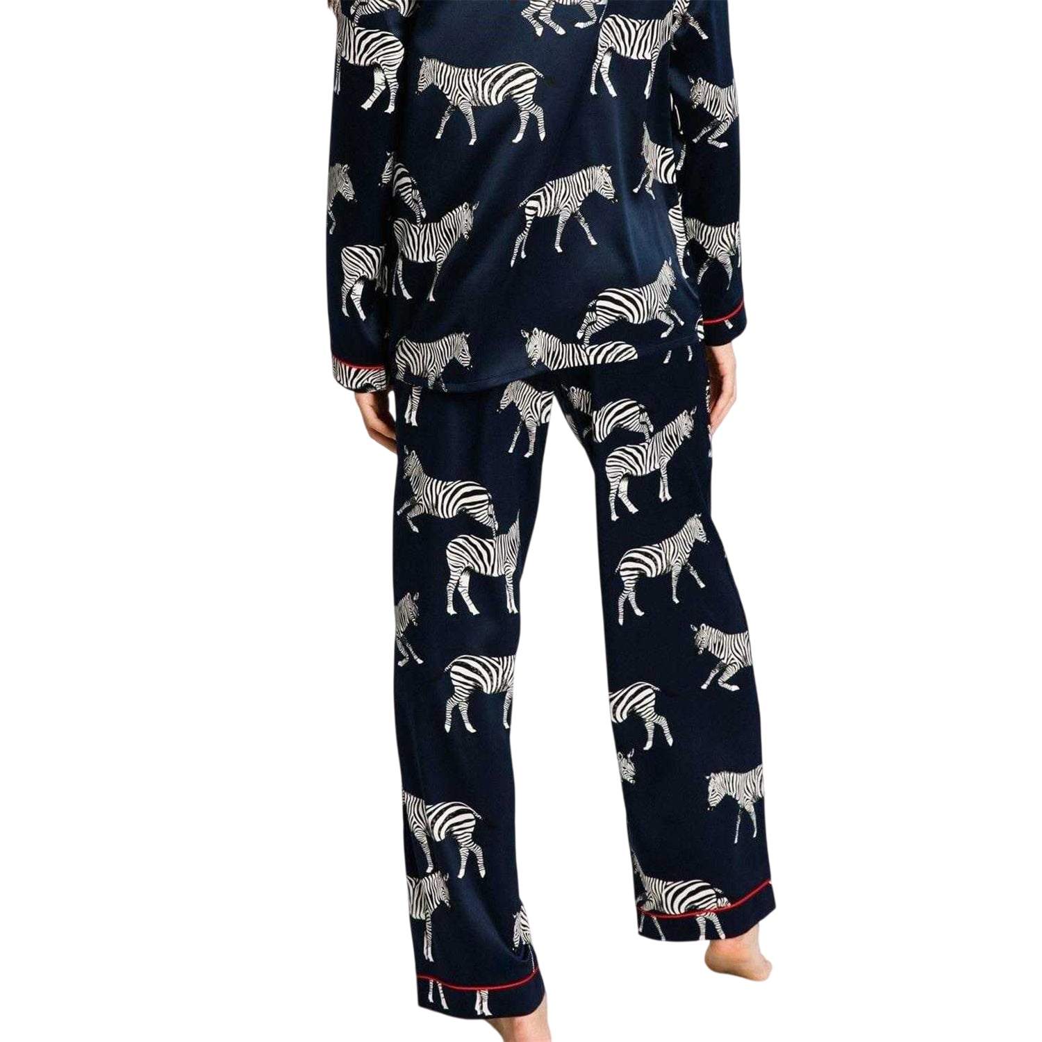 Navy - Side - Chelsea Womens-Ladies Zebra Print Long-Sleeved Pyjama Set