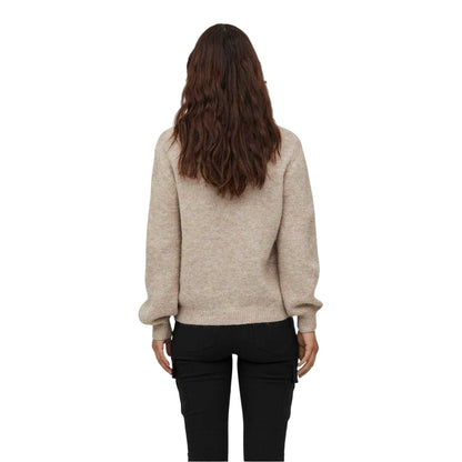 Natural Melange - Back - Vila Womens-Ladies Jamina V Neck Relaxed Fit Jumper