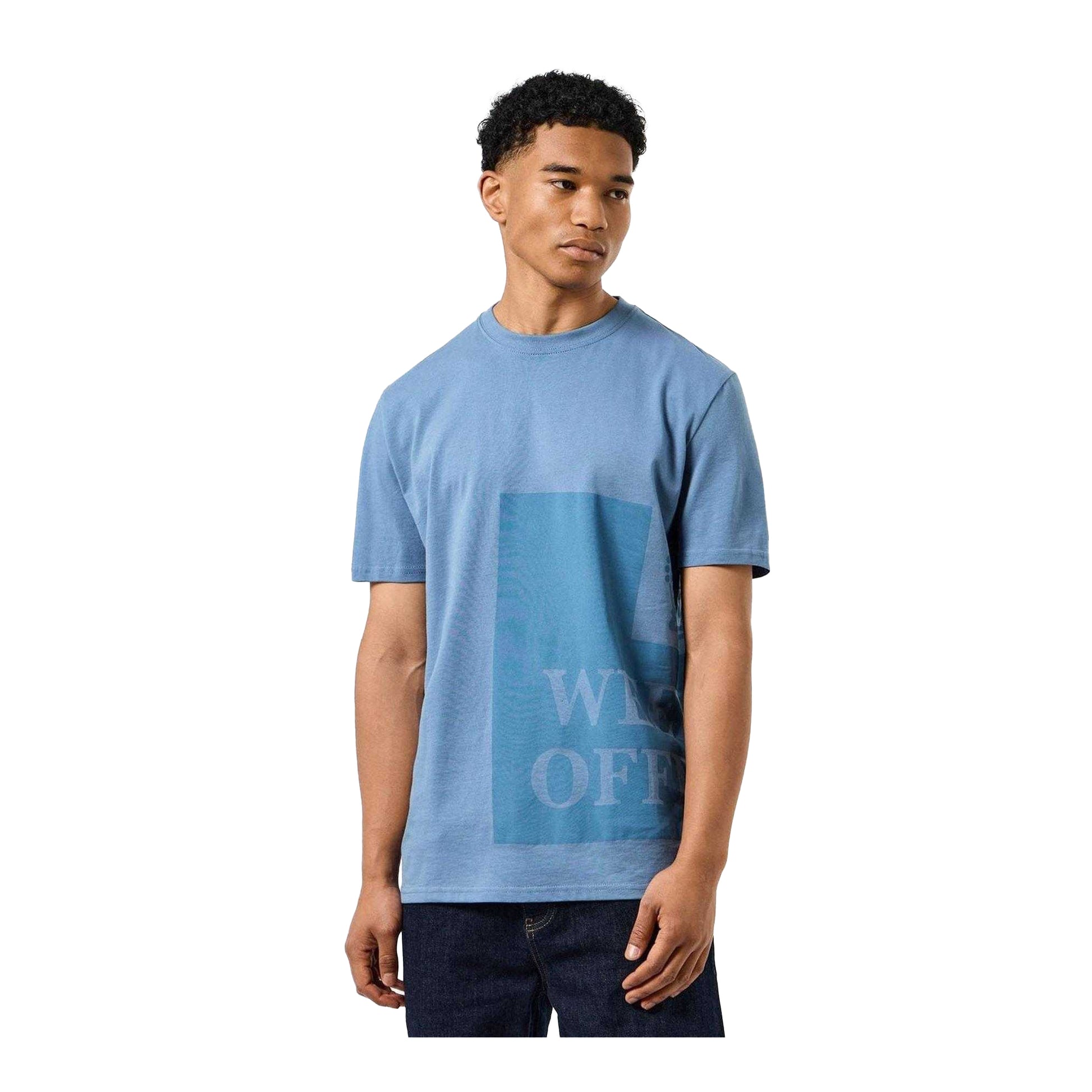 Blue - Side - Weekend Offender Mens Ryan Tonal Prison Combed Cotton T-Shirt
