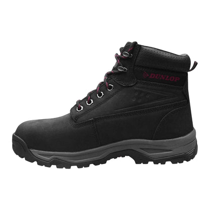 Black - Back - Dunlop Womens-Ladies Nubuck Steel Toe Cap Safety Boots