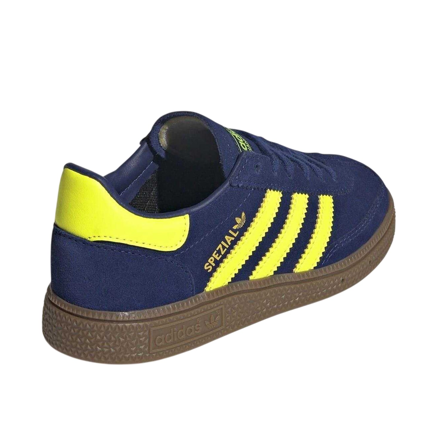 Blue-Yellow - Back - Adidas Childrens-Kids Handball Spezial 3 Stripes Suede Shoes