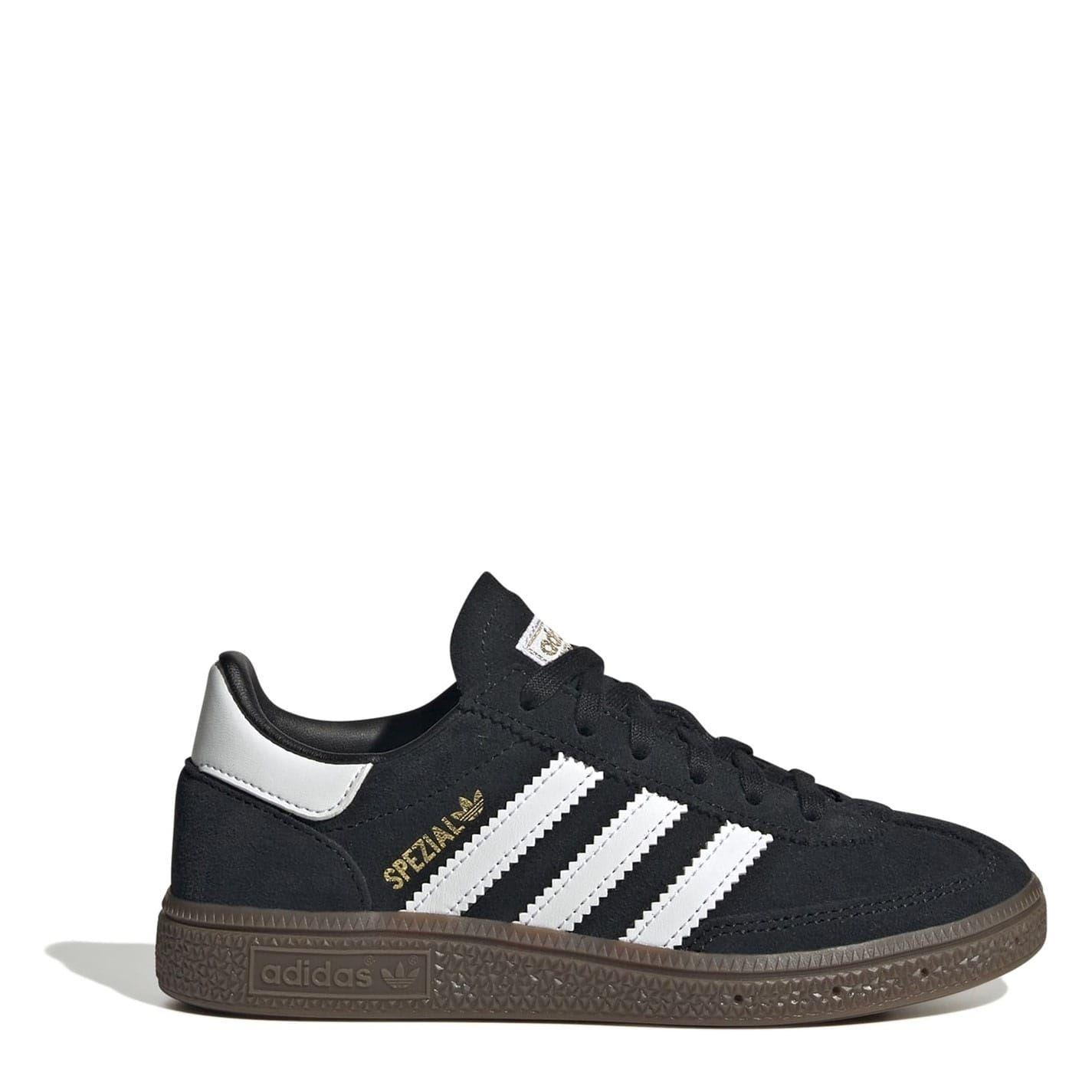 Black - Front - Adidas Childrens-Kids Handball Spezial 3 Stripes Suede Shoes