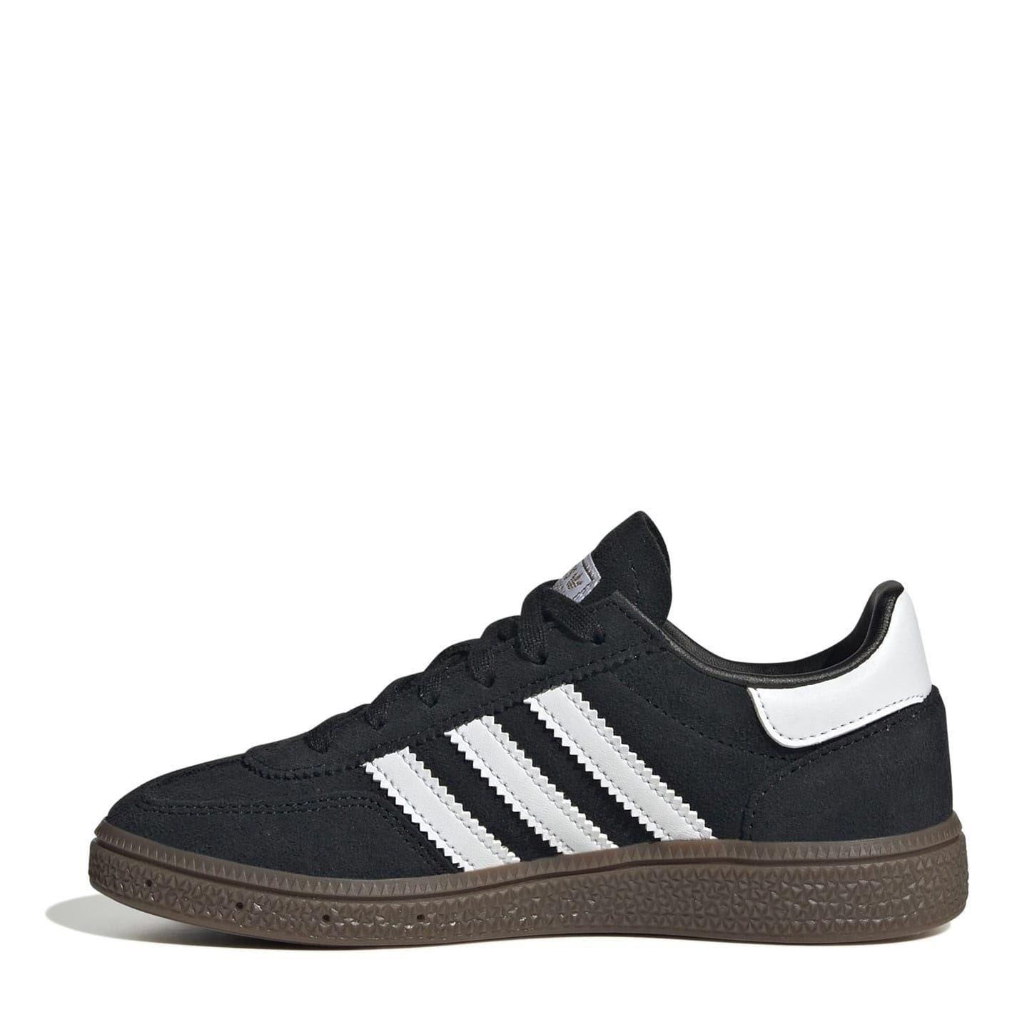 Black - Back - Adidas Childrens-Kids Handball Spezial 3 Stripes Suede Shoes
