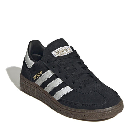 Black - Side - Adidas Childrens-Kids Handball Spezial 3 Stripes Suede Shoes