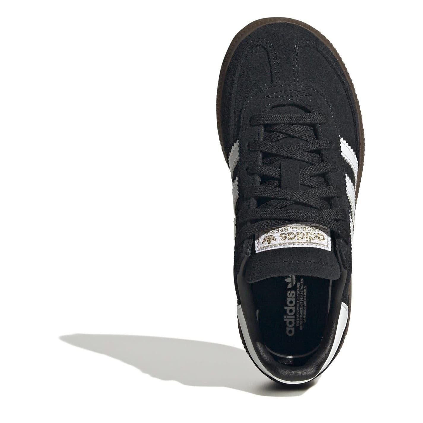 Black - Pack Shot - Adidas Childrens-Kids Handball Spezial 3 Stripes Suede Shoes