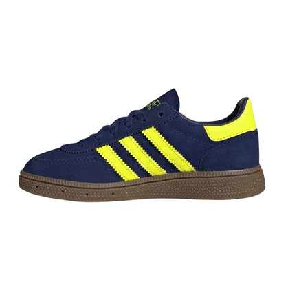 Blue-Yellow - Side - Adidas Childrens-Kids Handball Spezial 3 Stripes Suede Shoes