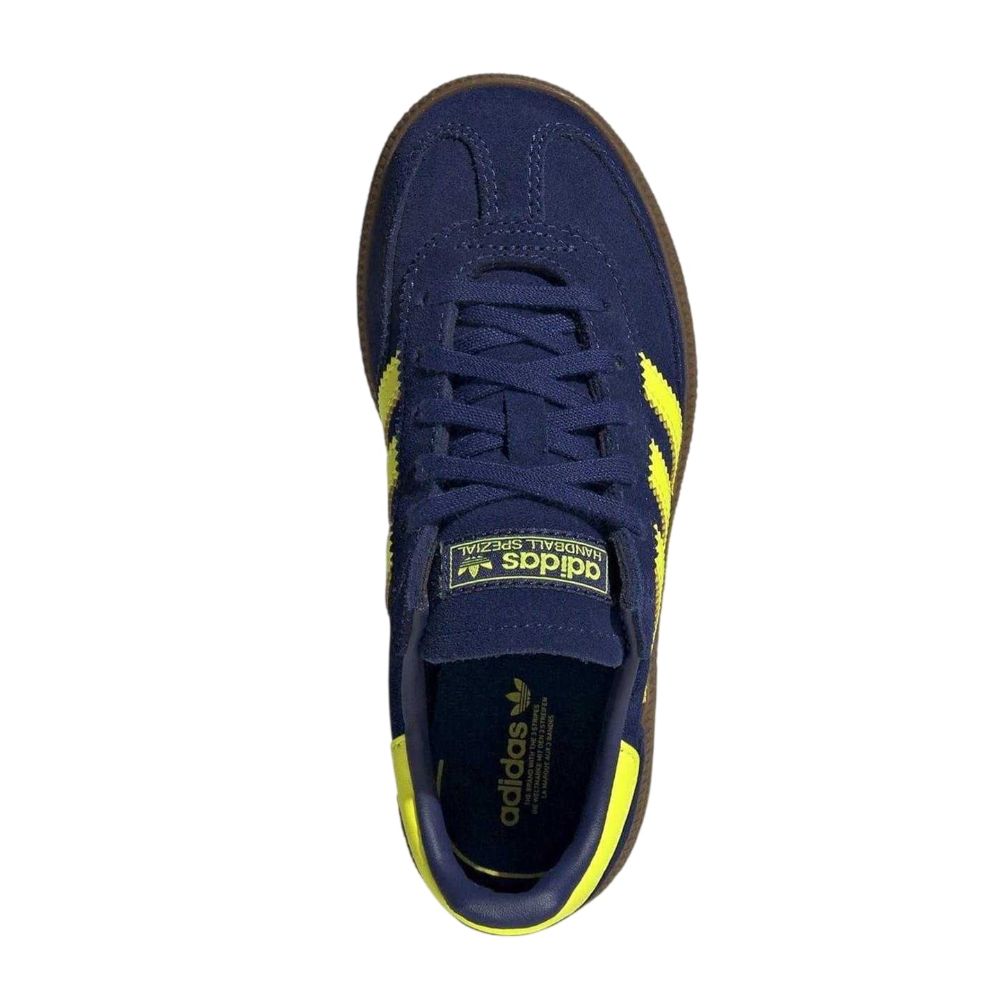 Blue-Yellow - Pack Shot - Adidas Childrens-Kids Handball Spezial 3 Stripes Suede Shoes