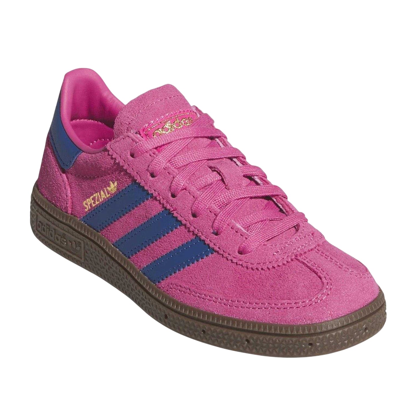 Shock Pink-Blue - Lifestyle - Adidas Childrens-Kids Handball Spezial 3 Stripes Suede Shoes