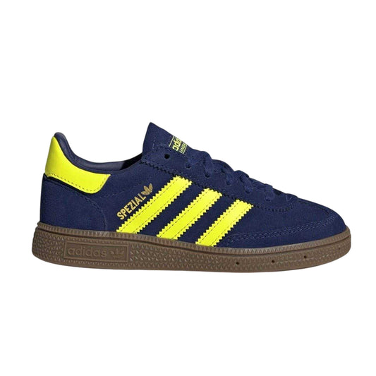 Blue-Yellow - Front - Adidas Childrens-Kids Handball Spezial 3 Stripes Suede Shoes