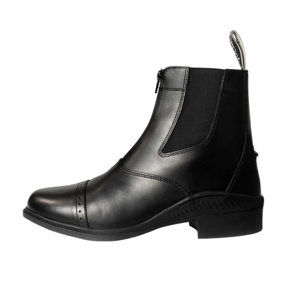 Black - Back - Brogini Womens-Ladies Tivoli Leather Zip Paddock Boots