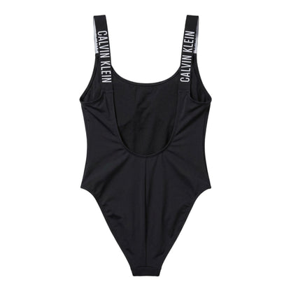 Black - Back - Calvin Klein Womens-Ladies Logo One Piece Swimsuit