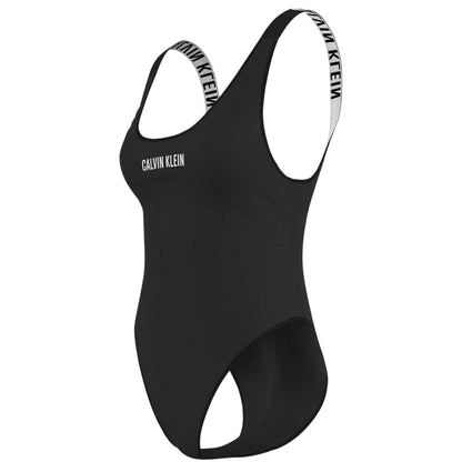 Black - Side - Calvin Klein Womens-Ladies Logo One Piece Swimsuit