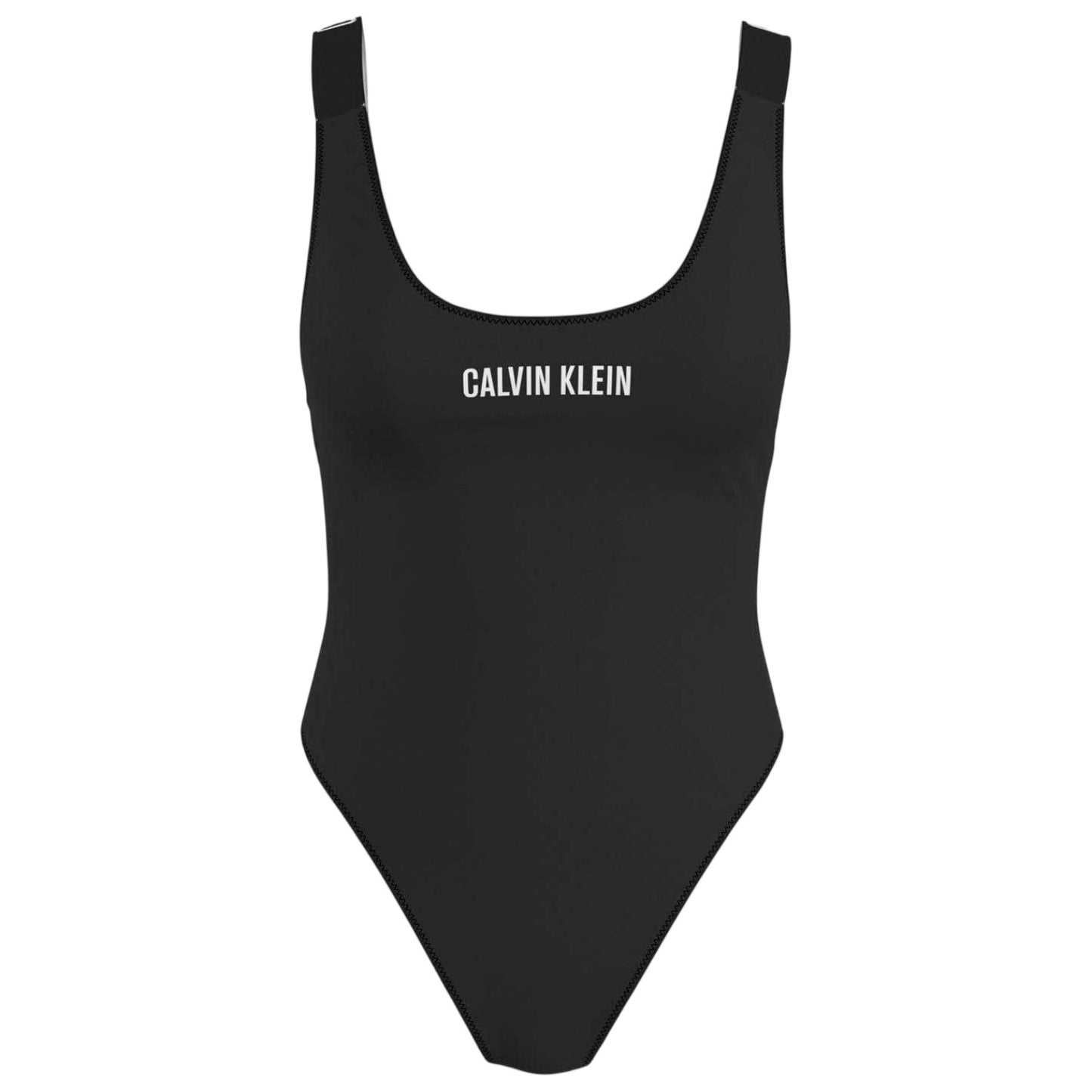 Black - Front - Calvin Klein Womens-Ladies Logo One Piece Swimsuit