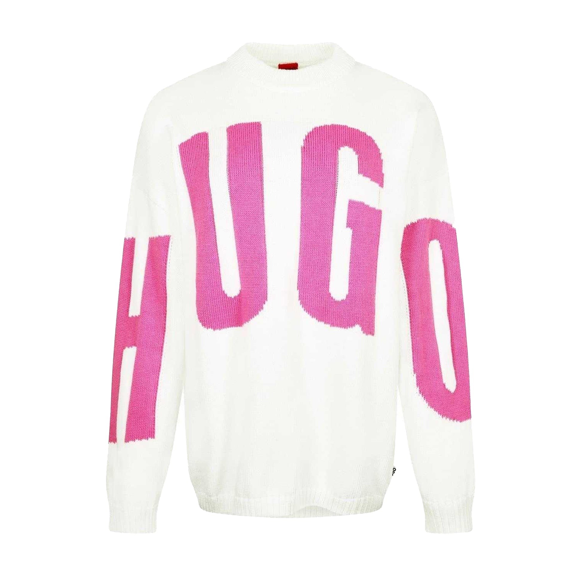 Natural - Front - Hugo Womens-Ladies Crew Neck Relaxed Fit Long-Sleeved Jumper
