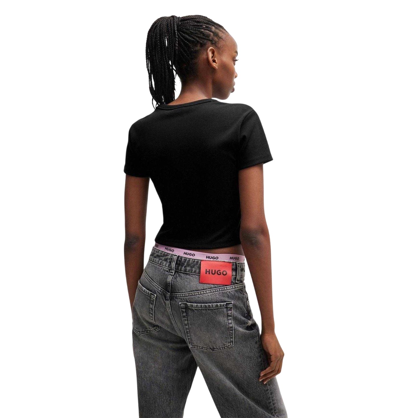 Black - Back - Hugo Womens-Ladies Delanor Crop Top