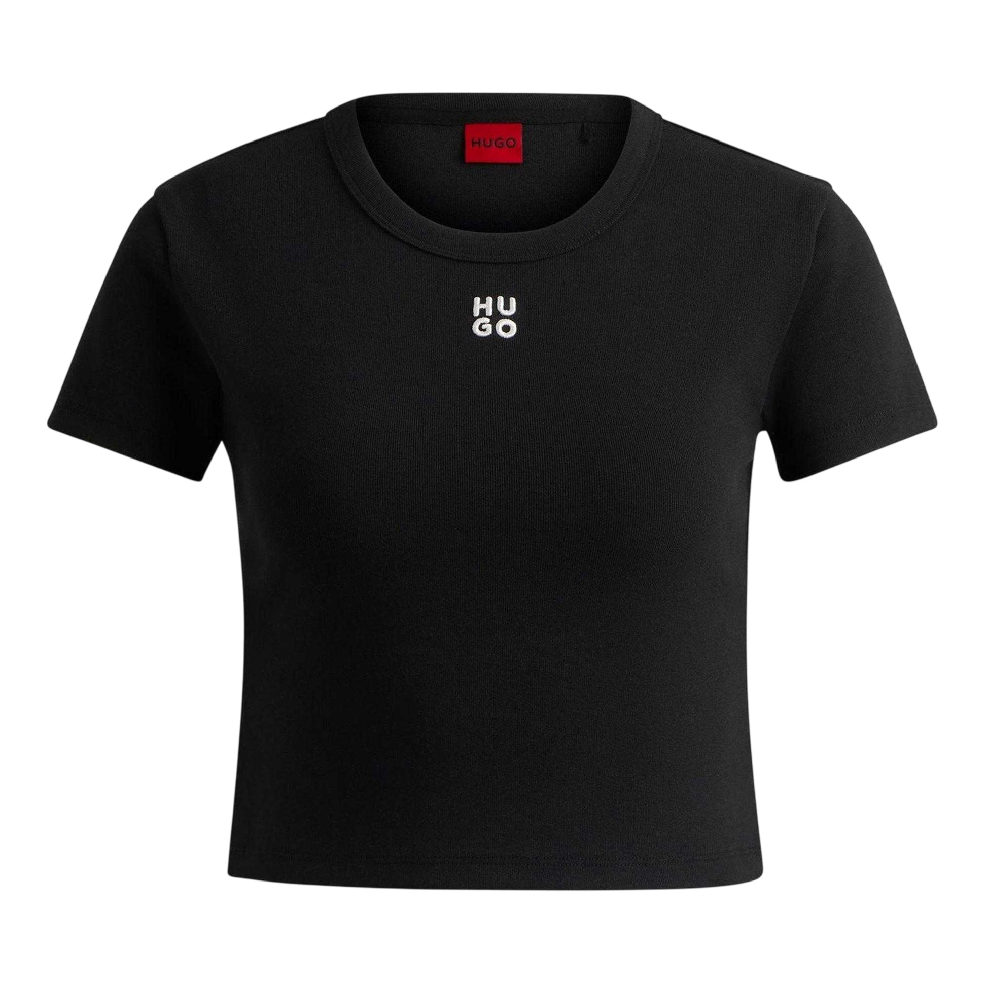 Black - Front - Hugo Womens-Ladies Delanor Crop Top