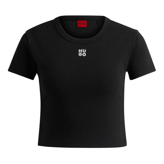 Black - Front - Hugo Womens-Ladies Delanor Crop Top