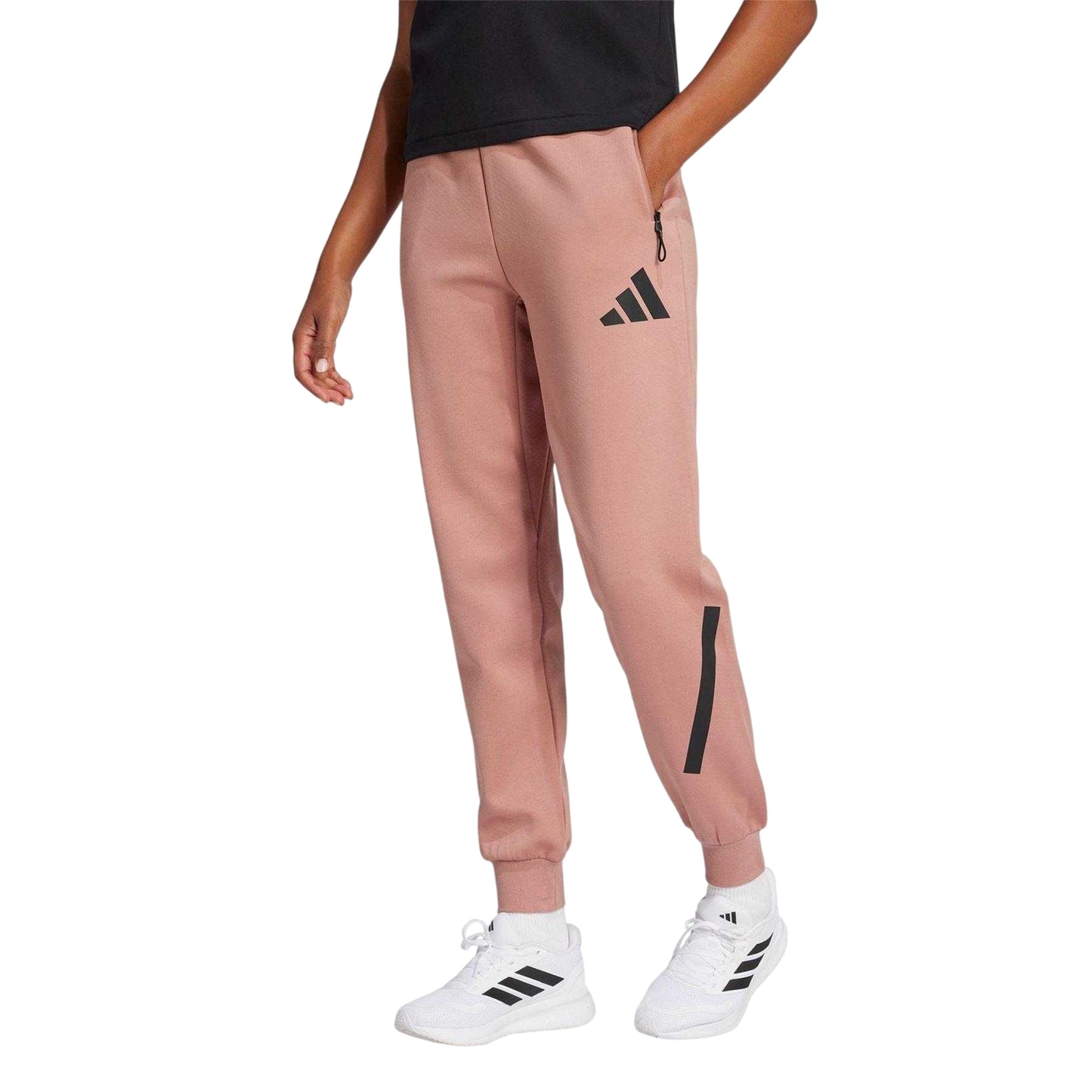 Warm Clay - Side - Adidas Womens-Ladies Z.N.E. Jersey Jogging Bottoms