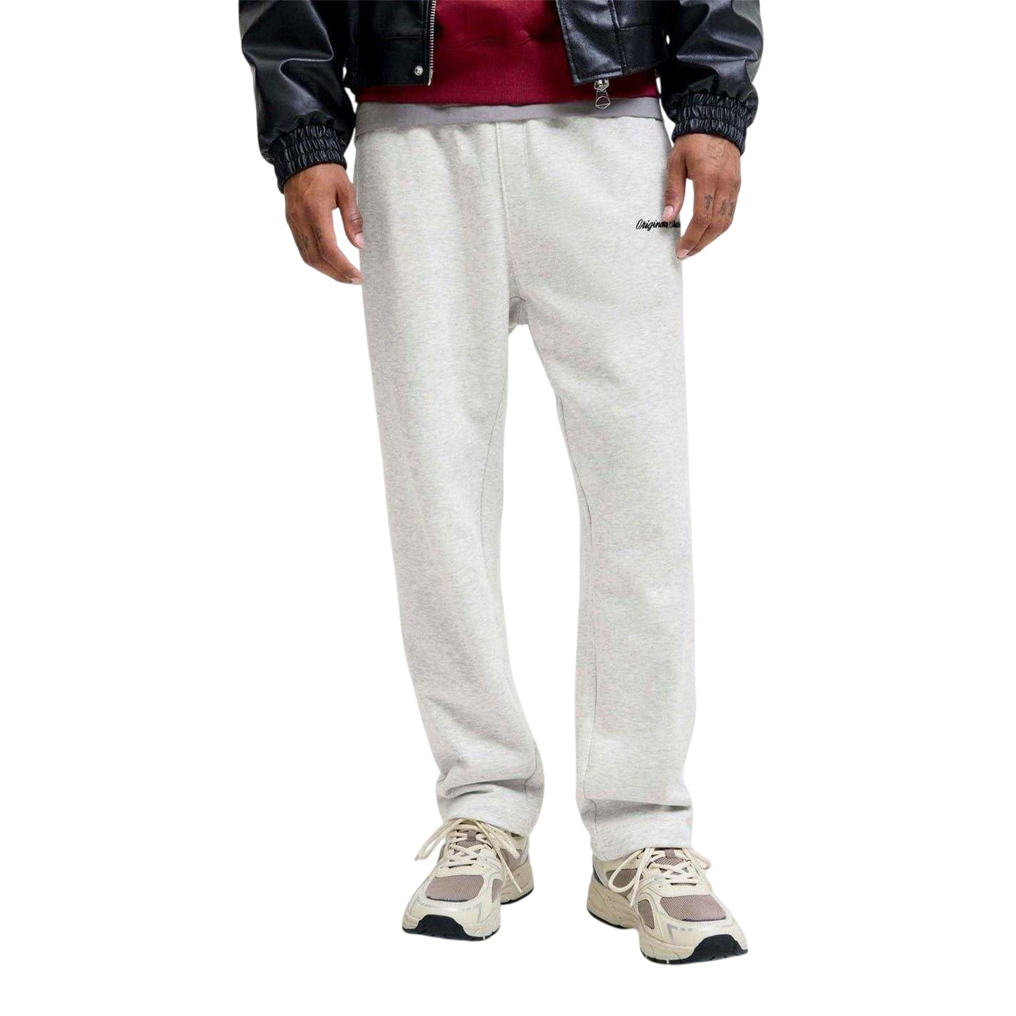White Melange - Side - Jack And Jones Mens Relaxed Fit Joggers