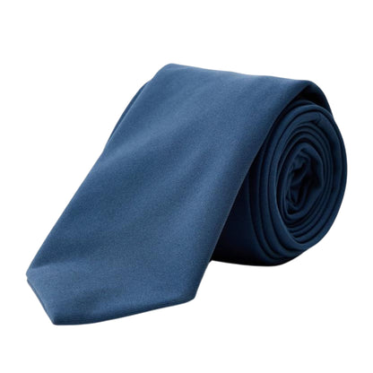 Blue - Back - Boss Plain Polyamide Tie