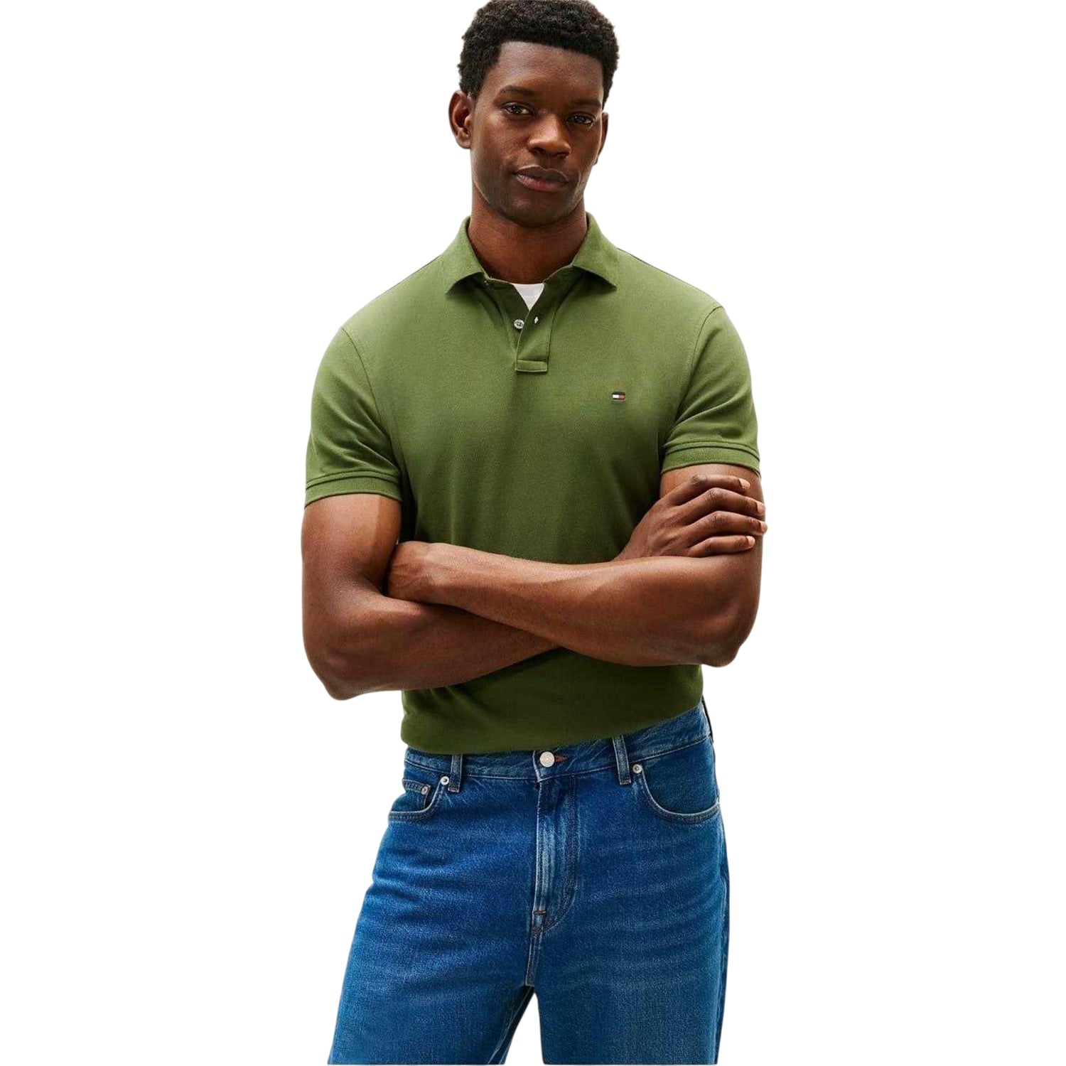 Pine - Back - Tommy Hilfiger Mens 1985 Embroidered Logo Polo Shirt