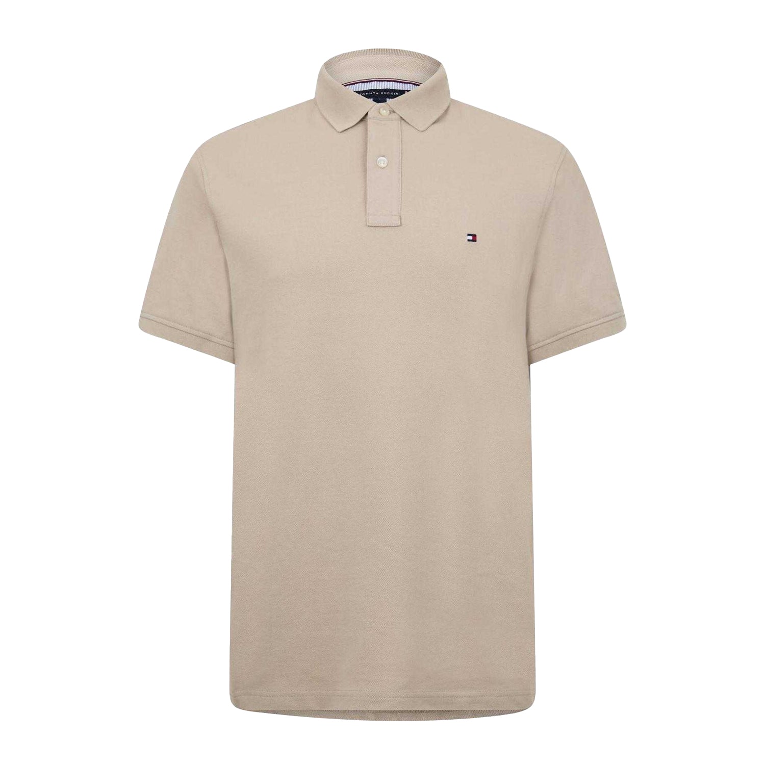 Natural - Front - Tommy Hilfiger Mens 1985 Embroidered Logo Polo Shirt