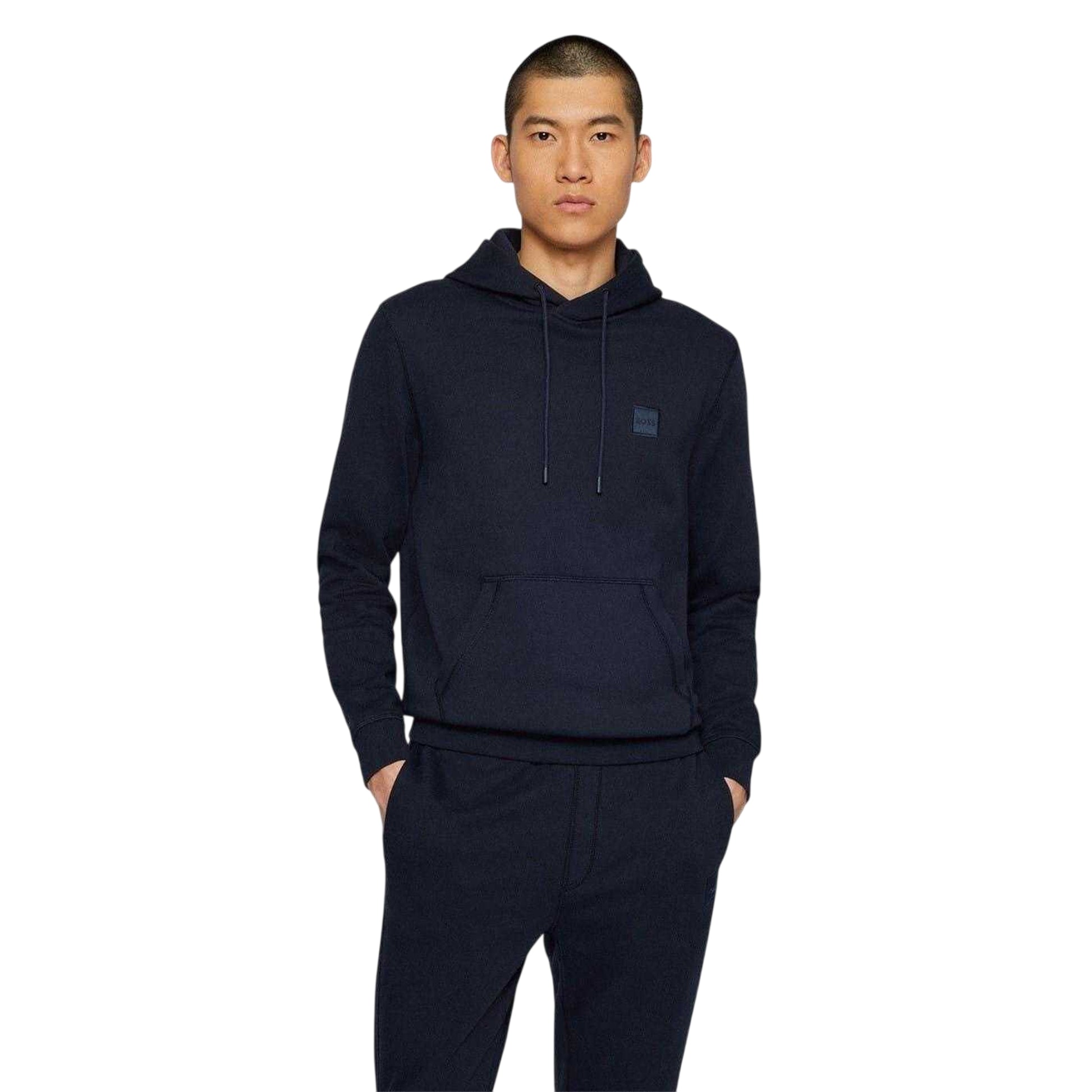 Navy - Side - Boss Mens Wetalk Pullover Hoodie
