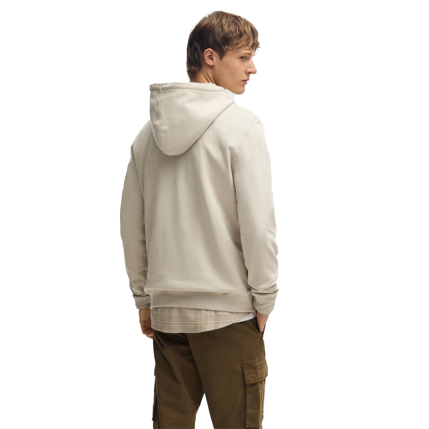 Light Beige - Back - Boss Mens Wetalk Pullover Hoodie