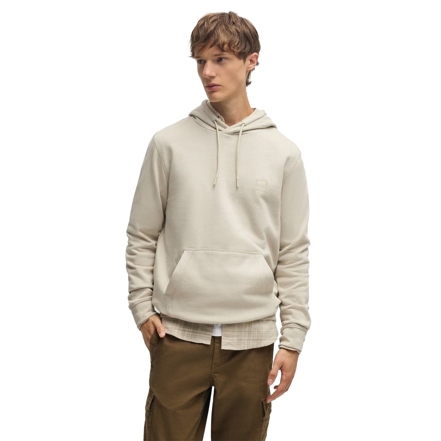 Light Beige - Side - Boss Mens Wetalk Pullover Hoodie