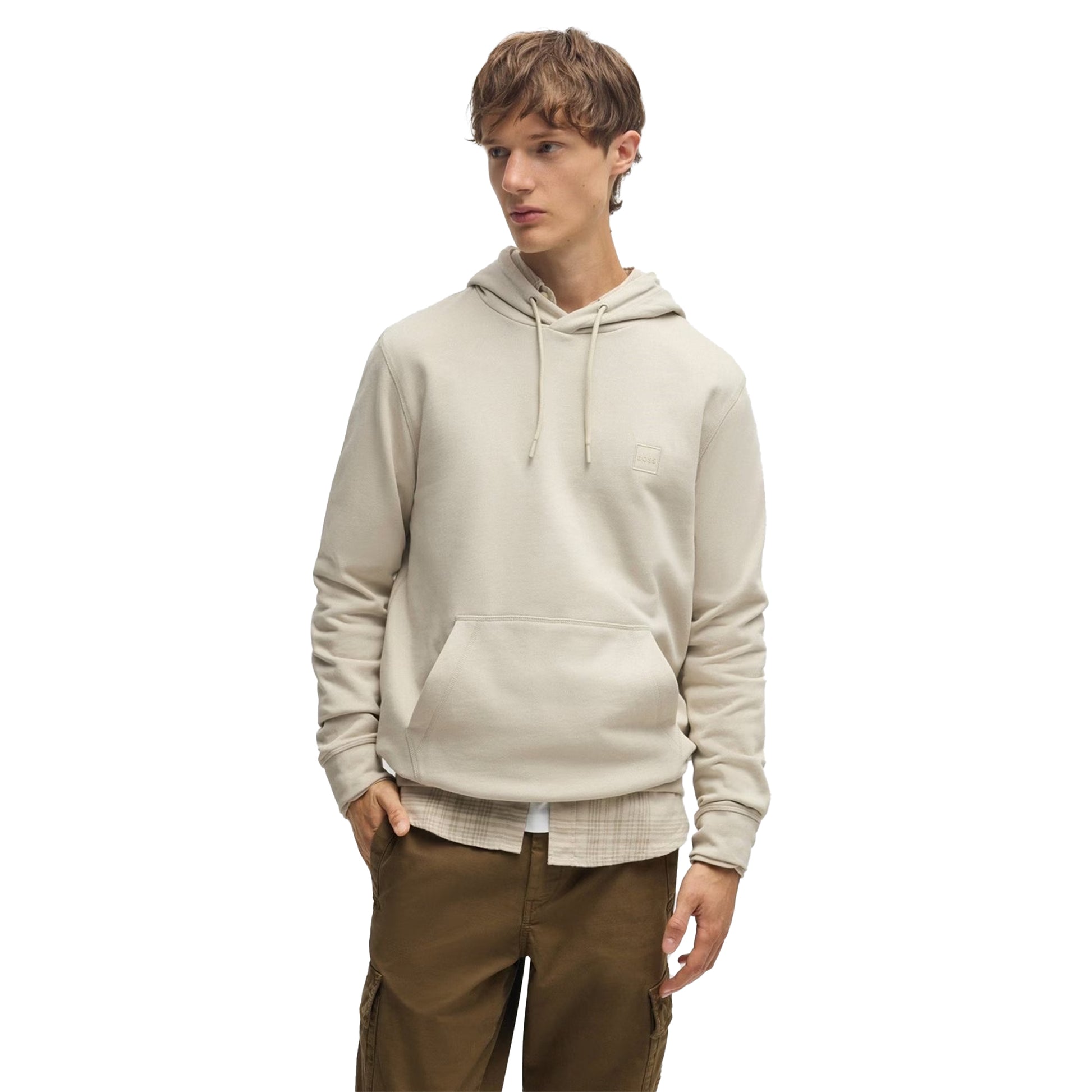 Light Beige - Side - Boss Mens Wetalk Pullover Hoodie