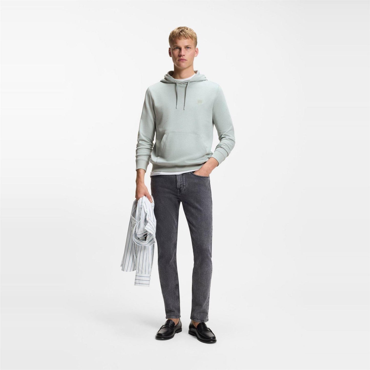 Silver - Pack Shot - Boss Mens Wetalk Pullover Hoodie