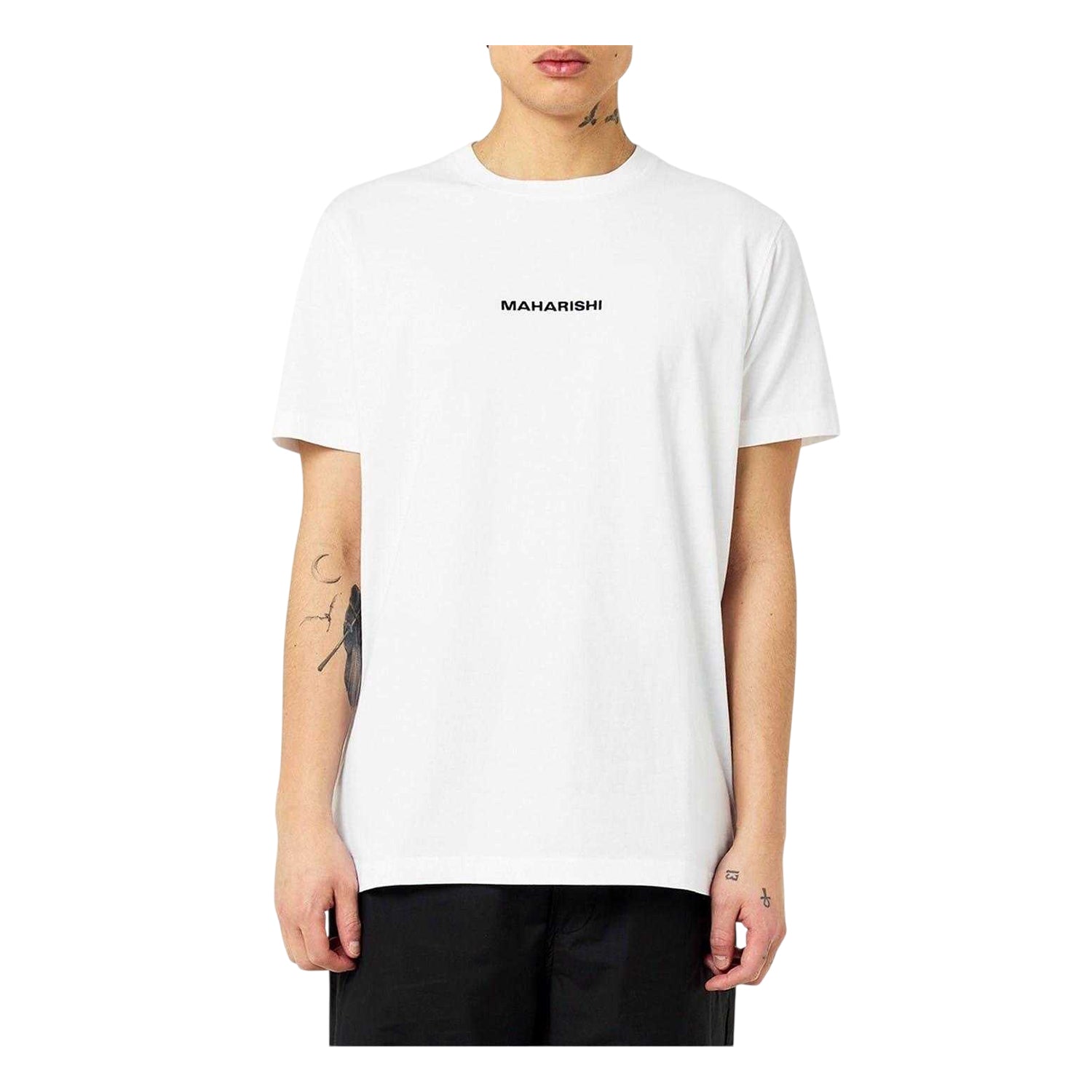 White - Side - Maharishi Unisex Adult Miltype Embroidered Organic Cotton T-Shirt