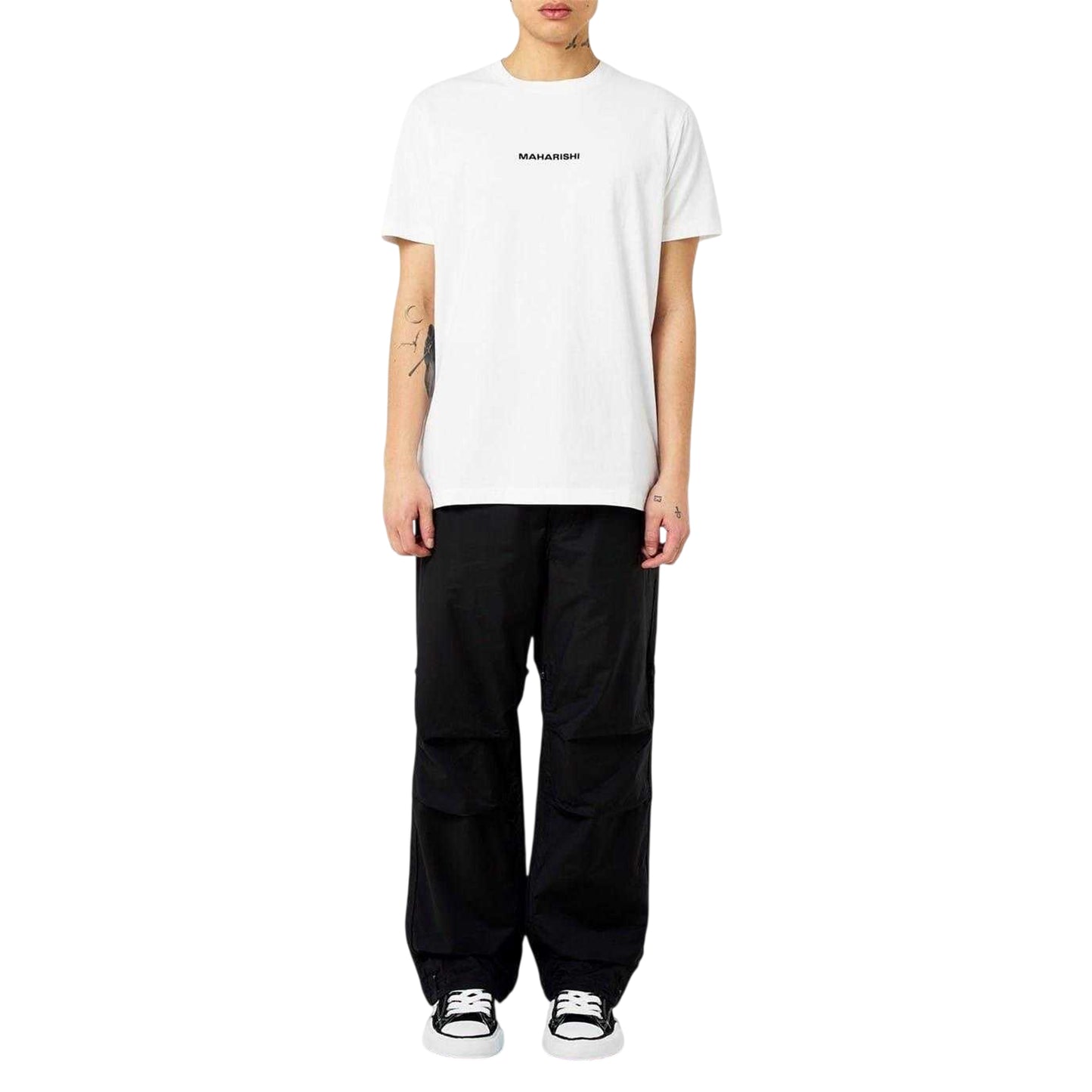 White - Lifestyle - Maharishi Unisex Adult Miltype Embroidered Organic Cotton T-Shirt