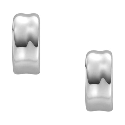 Silver - Back - Skagen Womens-Ladies Stainless Steel Pebble Hoop Earrings