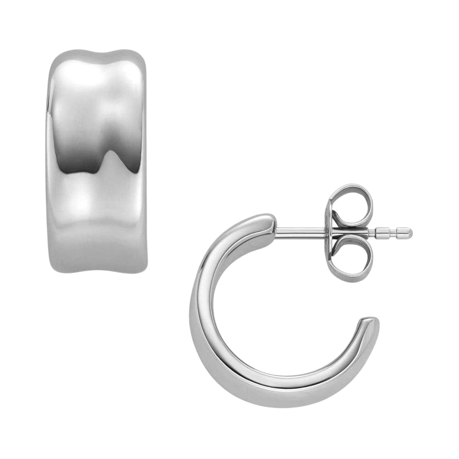 Silver - Front - Skagen Womens-Ladies Stainless Steel Pebble Hoop Earrings