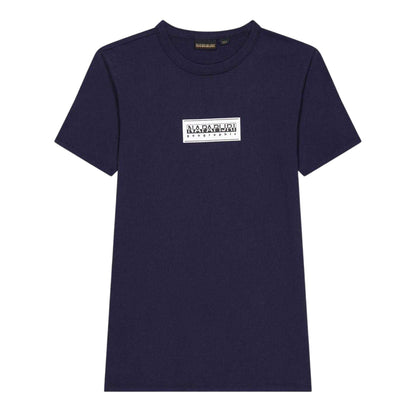 Marine Blue - Front - Napapijri Childrens-Kids Crew Neck Regular T-Shirt