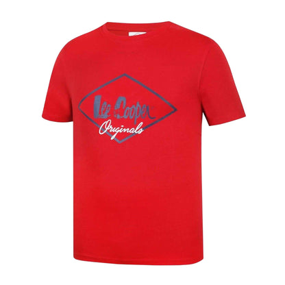 Red - Side - Lee Cooper Mens Originals Logo T-Shirt