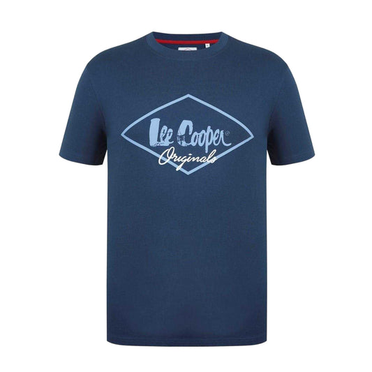 Vintage Blue - Front - Lee Cooper Mens Originals Logo T-Shirt