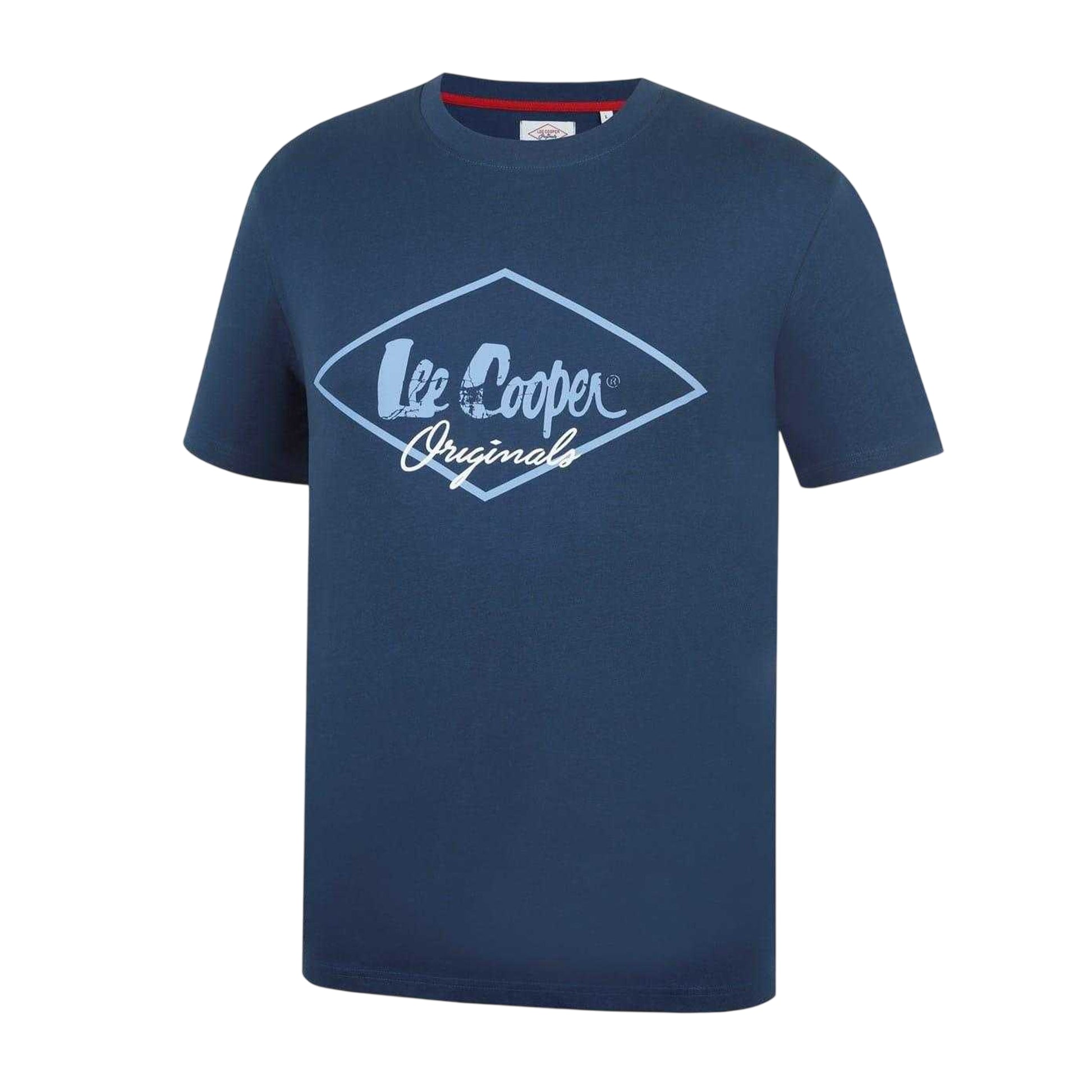 Vintage Blue - Side - Lee Cooper Mens Originals Logo T-Shirt