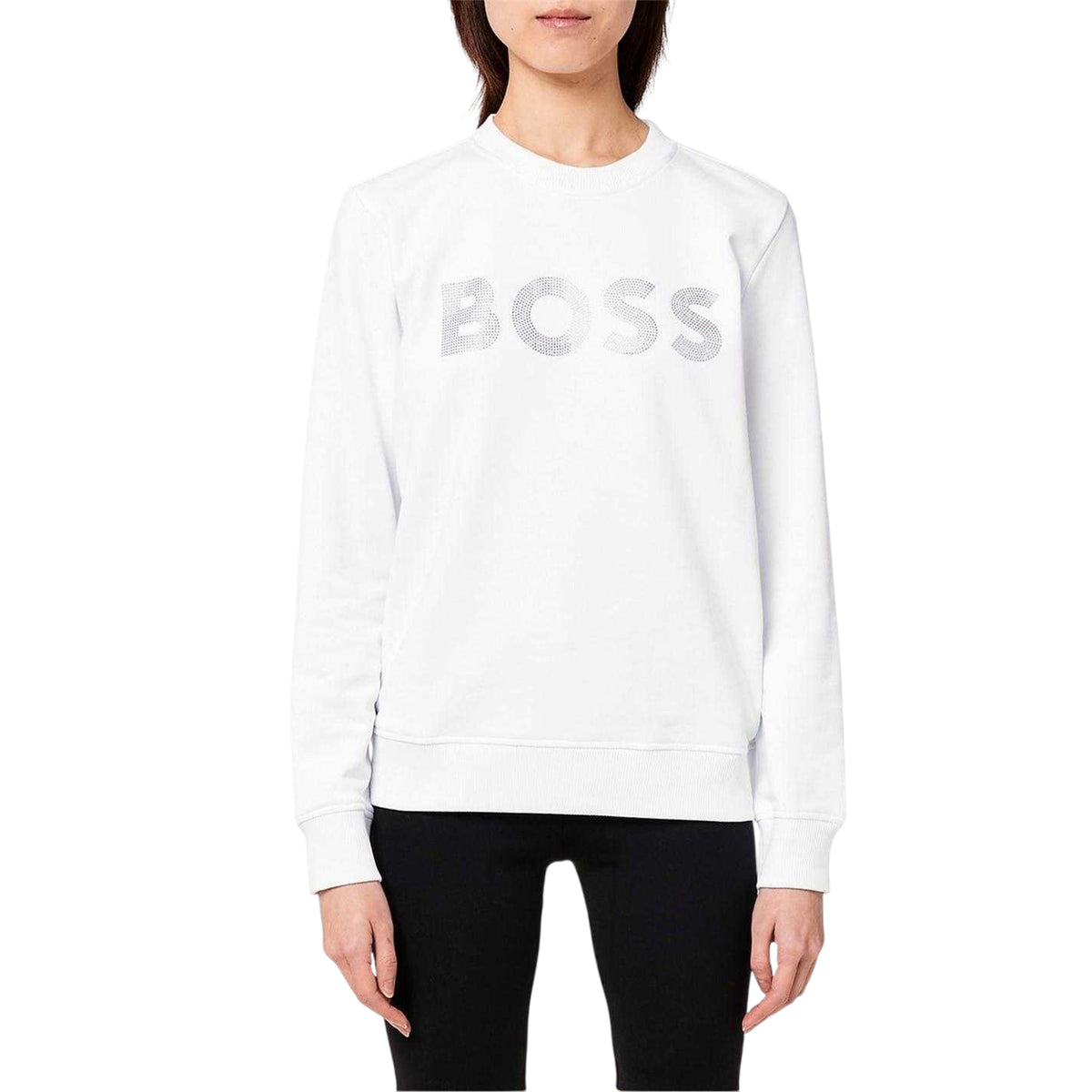 White - Side - Boss Womens-Ladies Logo Sweatshirt