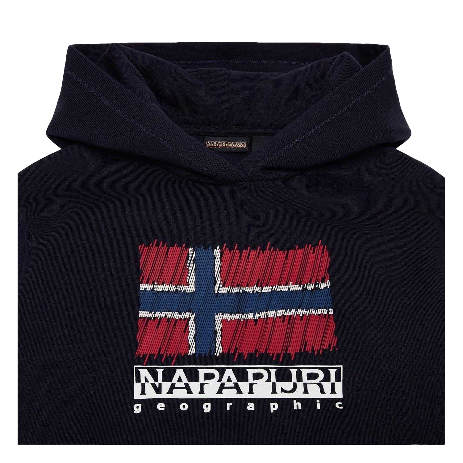 Marine Blue - Side - Napapijri Childrens-Kids Pullover Hoodie
