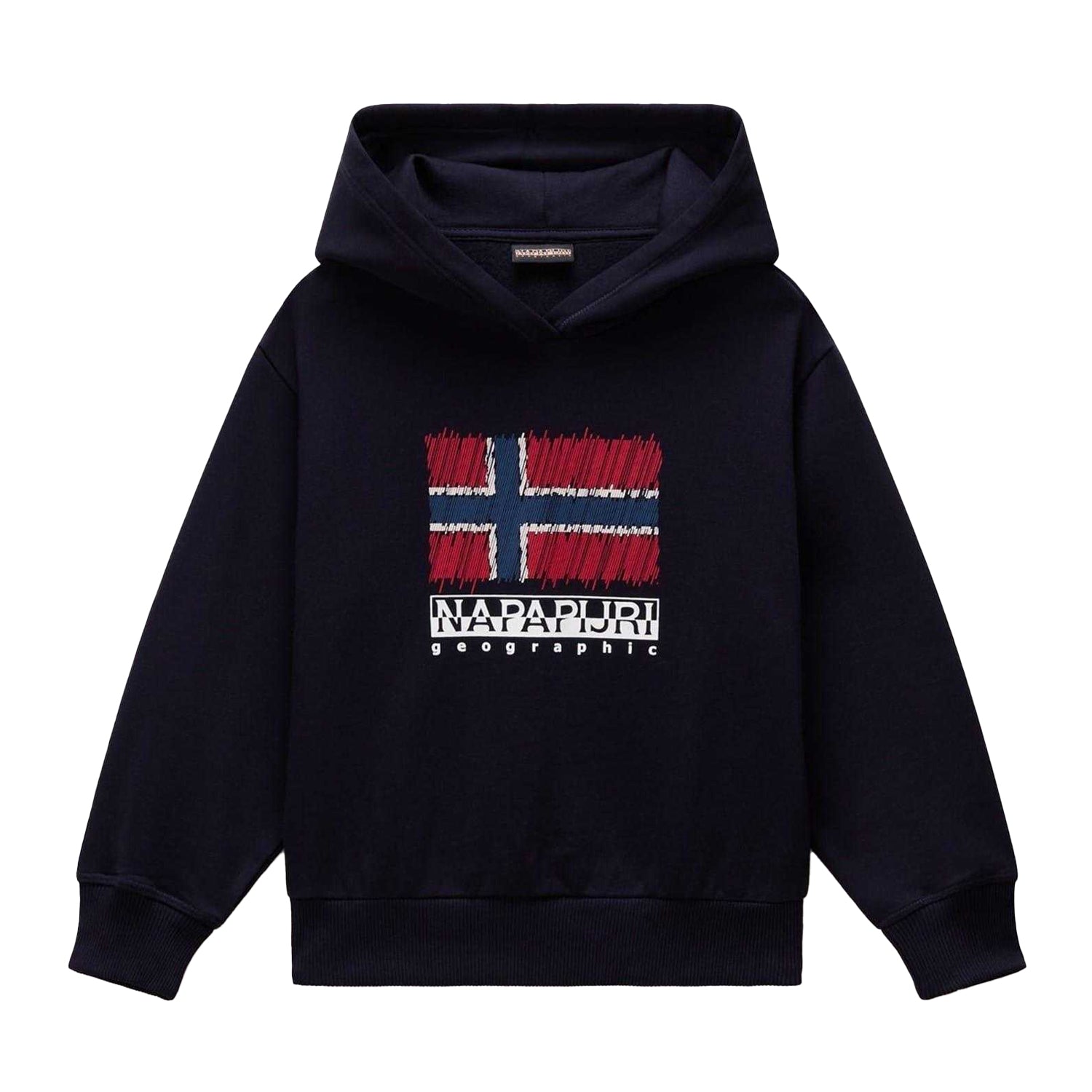 Marine Blue - Front - Napapijri Childrens-Kids Pullover Hoodie