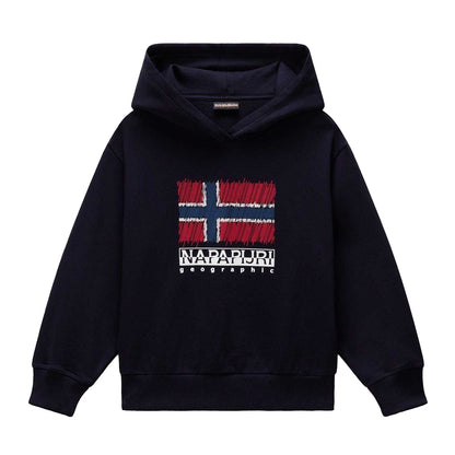 Marine Blue - Front - Napapijri Childrens-Kids Pullover Hoodie