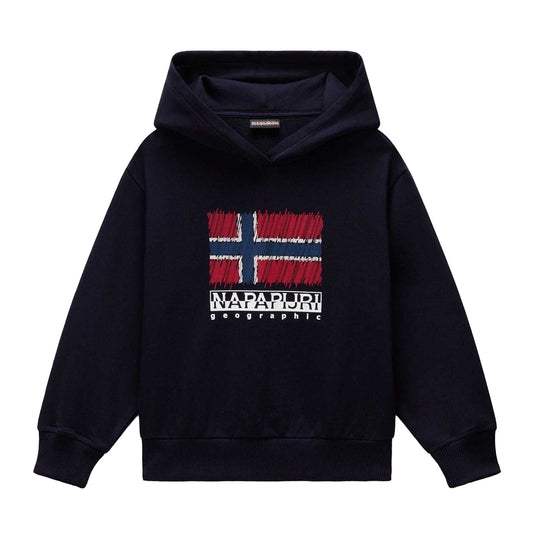 Marine Blue - Front - Napapijri Childrens-Kids Pullover Hoodie